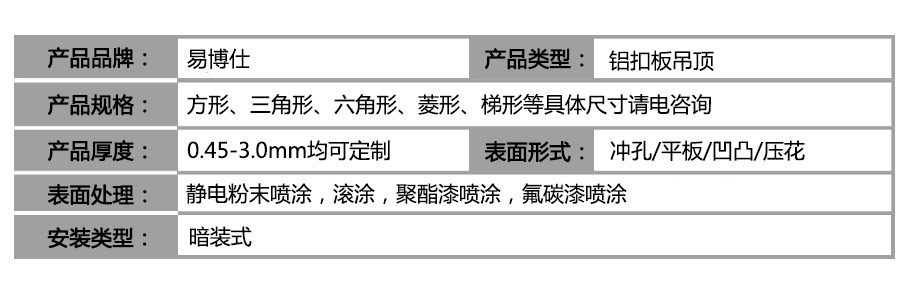 黑邊鋁扣板產(chǎn)品參數(shù)