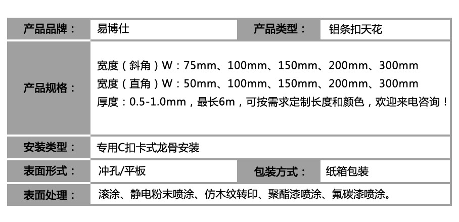 C型鋁條板_參數(shù)表