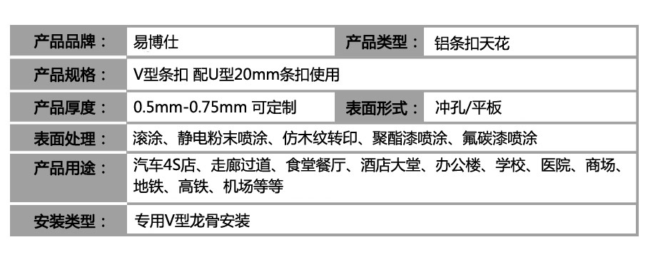V型鋁條板_參數(shù)表