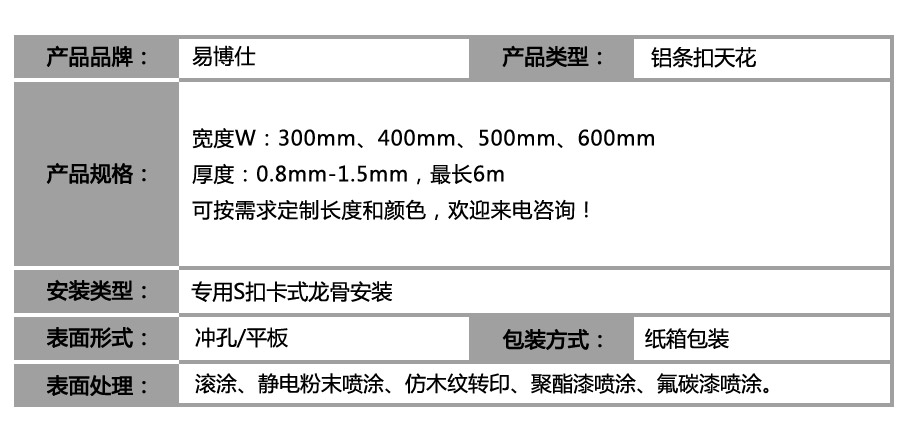 S型防風(fēng)鋁條扣-參數(shù)表