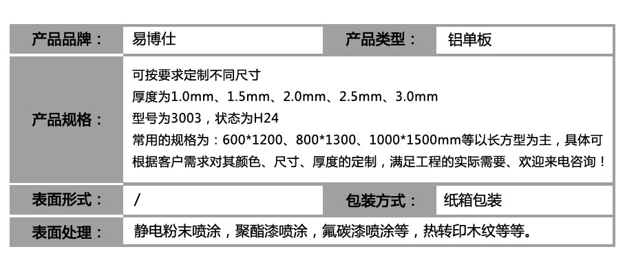 勾搭鋁單板_參數(shù)表
