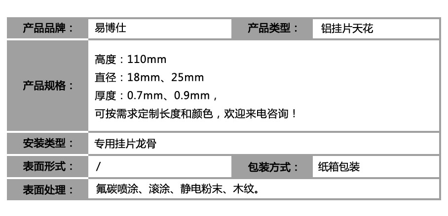 滴水掛片鋁天花_參數(shù)表