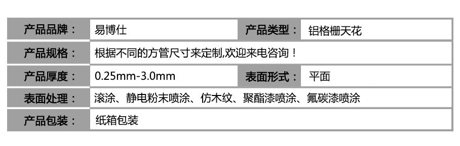 六角鋁格柵參數(shù)
